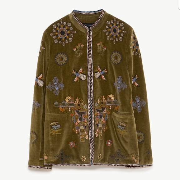 Zara Olive Embroidered Jacket - Picture 2 of 4